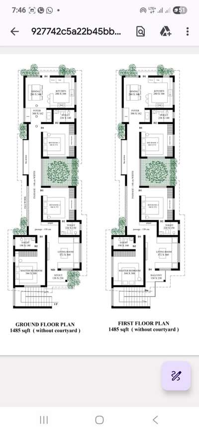Plan with an internal courtyard .with 6 bedrooms. #FloorPlans  #archituredesign  #courtyard.