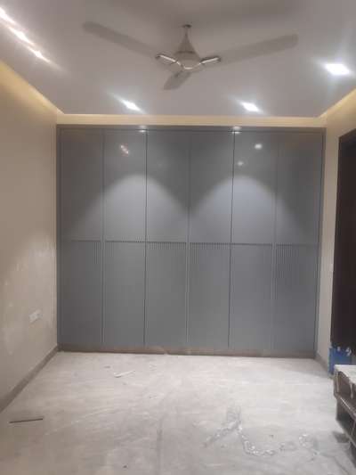 Wardrobes with automatic Led Light Function medium Grey colour with PU paint finishing