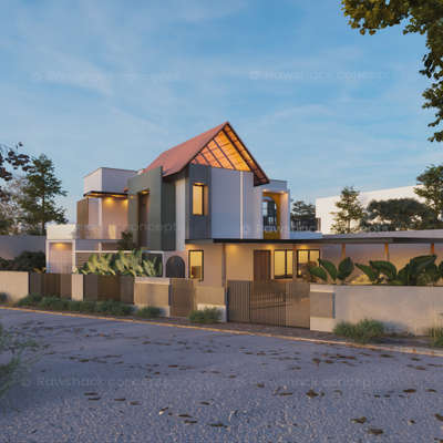 "ഹിമം"- Proposed Residence for Mr. Deepu at Venjaramoodu, Area : 2250 sqft. 
#residence #Architect #architecturedesigns #design #keralaarchitecture #woods #rawshackconcepts #3drenders