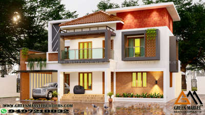 #www.greenmarvelbuilders.com #Buildingconstruction  #3d design
 #HouseDesigns  #ElevationHome