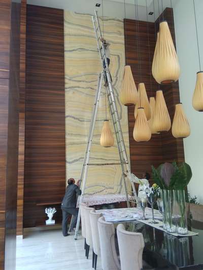 wall decor with Beautiful element..... hang lights.....dining space