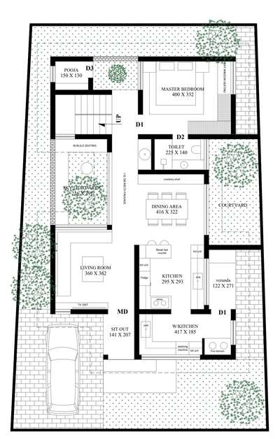 Place - Palakkad 
Area - 2121 sqft
3 bedrooms house with courtyard  # interiorarchitecture  #architecture  #courtyardhouse  #kitchendesign  #Architectural&Interior