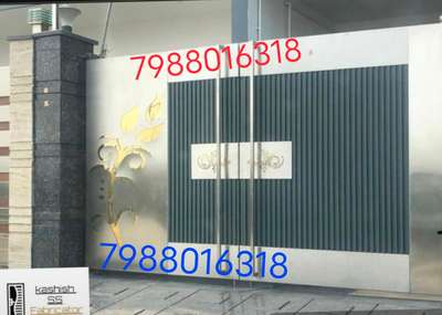 modern steel gate and profile Gate grade 304 jnb #saifi #gates #StainlessSteelBalconyRailing