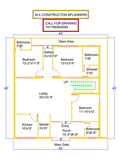 42X45 House plan #HouseDesigns  #houseplan  #planner  #planning  #Designs  #Architectural_Drawings