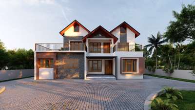 Proposed residential project at Pattambi #slopedroof #contemporary #rooftiles