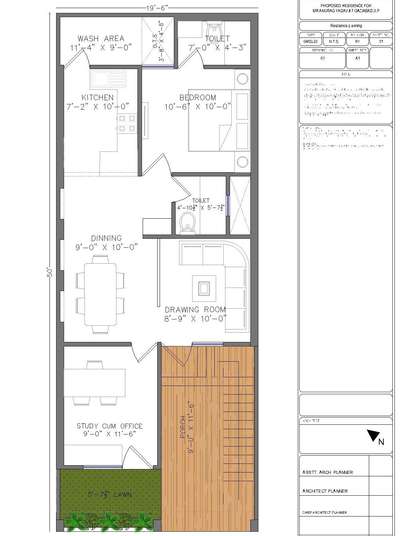 19'-6" X 50'-0" 2d plan for client.  #2DPlans  #2dDesign #2BHKPlans #15LakhHouse