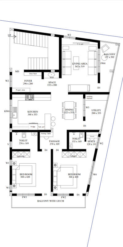 A small residential floor above a Commercial building. With all facilities and requirements of the client.  #CivilEngineer  #Ernakulam  #FloorPlans