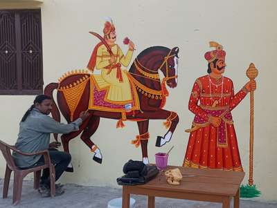 Marriage wall painting by artist Pannalal Sain #Rajasthan India