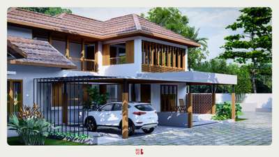 Proposed traditional elevation for the client at thrissur 🏡
Area: 4200 sqft 4bhk.

 #traditionalelevation #traditional4bhk