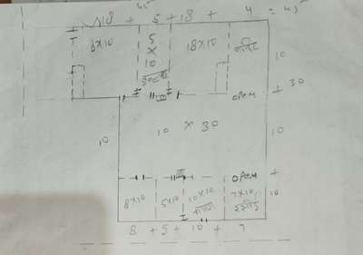 2nd floor residence house plan size 10×15+30×30 L shape western facing..  
requirements
4 bed room 
mandir
store 
lobby
kitchan
Stair