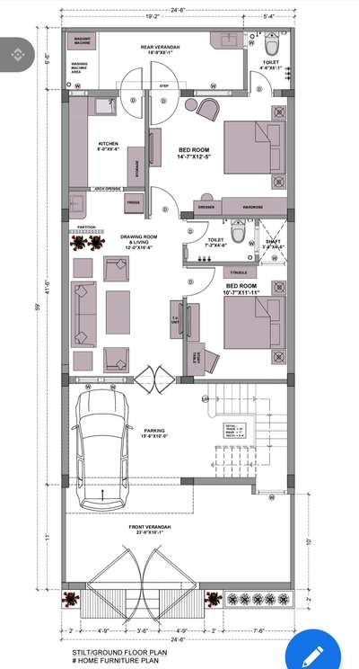 #Home plan size  59'-0" x 24'-6"