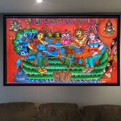 Anadhashayanam mural painting
(48x29)DM for order 
#muralpaintingoncanvas #muralpainting #indoordesign #HomeDecor #traditionalmuralpaintings #traditionalart