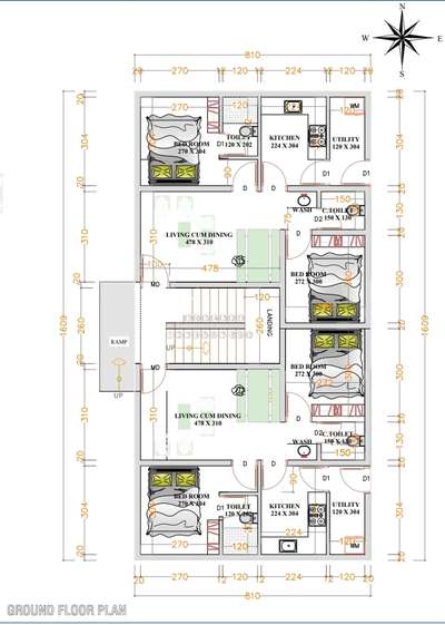 ₹5 per sqft 
Apartment (Group A1) plan- 
GF + FF =2800 sqft in 6.30 cent  #apartmentdesign  #FloorPlans #apartments #groundfloorplan #groundfloor #buildingengineers #buildingrules