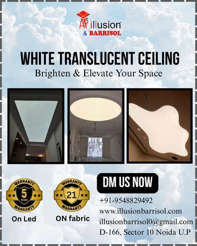 ✨ White Translucent Ceilings ✨
Bring a warm, glowing touch to your home or office 🌟
✔️ Sleek, modern, and built to last
✔️ Designed to make every space feel brighter
👉 Drop us a DM — let’s create your dream ceiling together!
#CeilingDesign #StretchCeiling #HomeImprovement #InteriorDesign #CreativeSpaces #ModernInteriors #BrightenYourHome #DurableDesign #HassleFreeLiving #NoidaInteriors #HomeDecor #OfficeMakeover #ClinicDesign #StylishCeilings #IllusionBarrisol #TransformYourSpace #InnovativeInteriors #CeilingInspiration #InteriorTrends #DesignYourDreamSpace