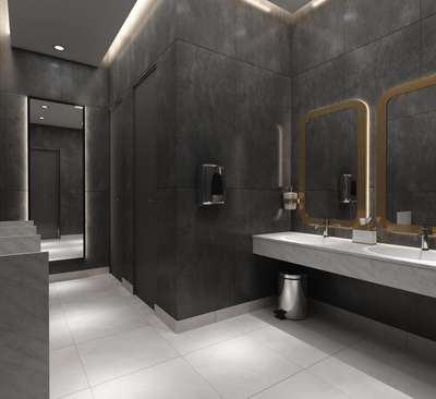 Office Washroom in a corporate office...!!
#jitinguptaarchitects #jga #interiors  #interiordesigning #FalseCeiling #architecture  #balance #luxury #profilelight #magneticlights #toiletinterior #toiletinspiration #backlitmirror #BathroomTIles #charcolblacktiles #FlooringTiles