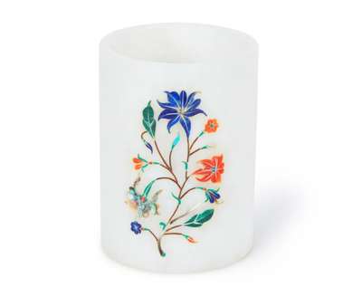 marble stone inlay handicraft work pen stand