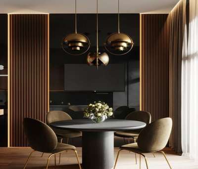 #panelling #DiningTable #InteriorDesigner #Architectural&Interior #diningarea #CelingLights #WALL_PANELLING