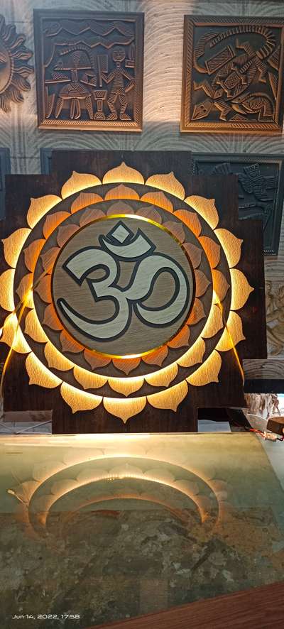 wooden art work for small Pooja area