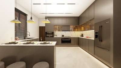 Modern minimalist open kitchen design and 3D for UAE client.#KitchenIdeas #OpenKitchnen #KitchenInterior #kitchenED #3d_rendering