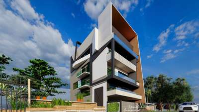 Exterior Elevation Design Work [ InfieldArchitects] - Amalprobir  #architecturedesigns  #Architect  #Architectural&Interior  #exteriordesigns #exterior3D #ExteriorDesign #exterior  #stilt+4exteriordesign