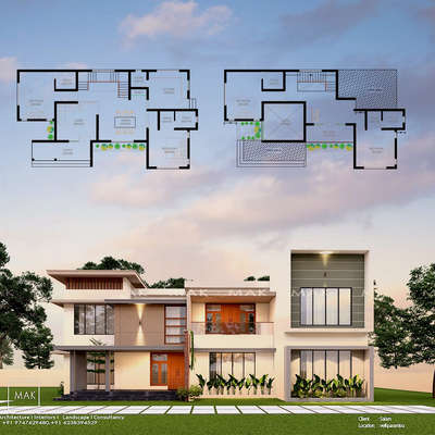 contemporary model 4BHK🤍
Ground Floor Area : 1550 sqft
First Floor Area : 745 sqft 

Beautiful residence designed Mr. Salam ✨
Location : velliparamba 

 #plandesigned  #contemporaryhouse  #explore  #colourfulplanters