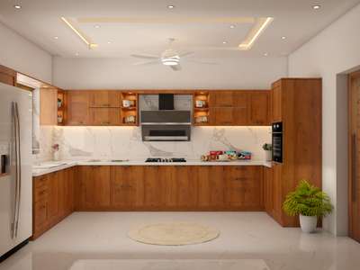 modular kitchen in teak wood