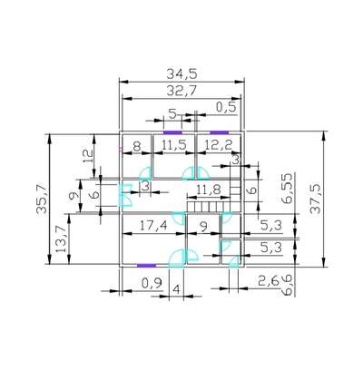 2BHK HOUSE 
35.7 feets × 34.5 feets 
 #2BHKPlans