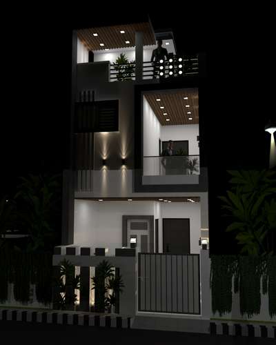 15 Feet Wide Elevation In 3D
• Night View