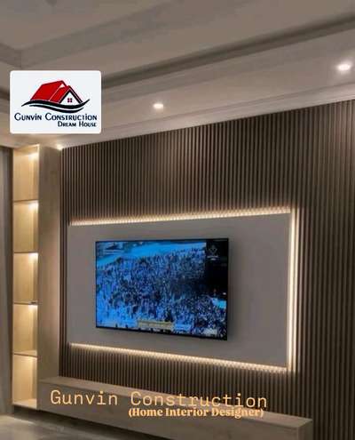 Tv Unit (Cabinet) with louvers Background…. #LivingRoomTVCabinet #louvers #InteriorDesigner #HomeDecor #LivingRoomTVCabinet