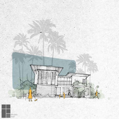 Proposal of Residence at kochi  #studiohof #illustration #residence #proposal #elevation #archdaily #photoshop #sketchbook
