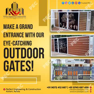 Make a Grand Entrance with our Eye catching Outdoor Gates!


Reach us at: 📞+91 9072412667
📞+91 9745697458

WhatsApp: https://wa.me/c/919072412667

📧Email:	info@trustedpec.com

🌐Visit us: www.trustedpec.com

Please, Follow any links that you can quickly like, share and contact..!

📌https://www.facebook.com/trustedpec
📌https://www.instagram.com/trustedpec

📌https://twitter.com/trustedpec
	
📌https://in.pinterest.com/trustedpec
	
📌https://g.page/perfect-engineering-construction
	
📌https://www.linkedin.com/company/perfect-engineering-construction
	
📌https://www.youtube.com/channel/UCO-ujlAX8NFF4sMC4wLlZ9A
-
-
-
-
#PEC#Perfectengineeringandconstruction#GardenGates#EntranceGates
#GateDesign#OutdoorLiving#HomeExterior#OutdoorDecor#Landscaping#OutdoorStyle#OutdoorInspiration#FrontYardGate#BackyardGates#OutdoorSpaces#GardenEntrance#OutdoorArchitecture#GateIdeas#GateDesignInspiration#OutdoorLivingSpaces#GateGoals#GardenEntrance#LandscapeDesign#OutdoorRenovation#FrontGate#BackyardGate#I