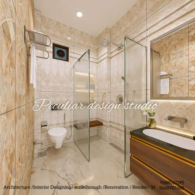 WASHROOM  design
@peculiar _design-studio

Service
Architecture
Interior Designing

#washroomwork #washbasin #washroomstories #washroomdesign #LUXURY_INTERIOR #luxuaryrealestate #Architectural&Interior #renderlovers #koloamaterials