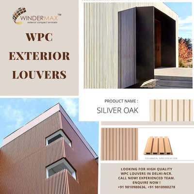 Windermax India presenting you WPC Exterior Louvers .
.
#aluminiumlouvers #aluminium #Exterior #wpcinterior #louvers #elevation #exteriordesigner #Frontelevation #modernexterior  #Home #Decor #louvers #interior #aluminiumfin #fins #wpc #wpcpanel #wpclouvers #homedecor  #elevationdesign #architect #interior #exteriordesign #architecturedesign #fin #interiordesigner #elevations #drawing #frontelevation #architecturelovers #home #aluminiumfins
.
.
For more details our all products please visit websites
www.windermaxindia.com
www.indianmake.co.in 
Info@windermaxindia.com
or call us on 
8882291670 9810980278

Regards
Windermax India
