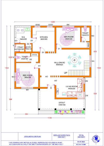 1600 sqft GF plan