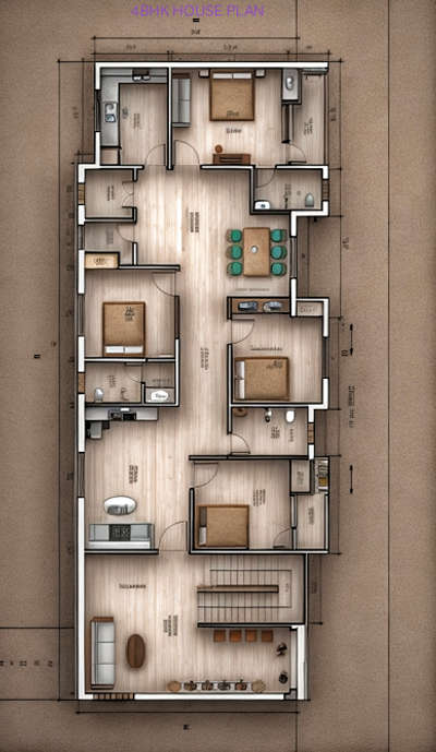 4BHK House Floor Plan Layout