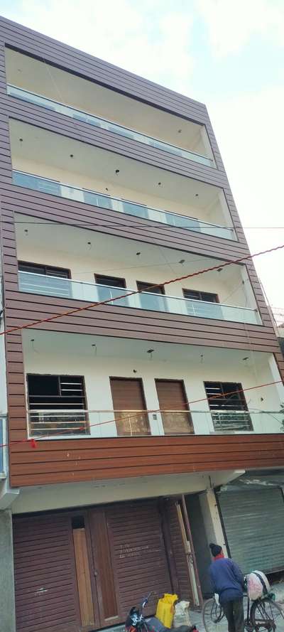 front elevation acp sheet nd toughened Glass Railing  #AluminiumWindows  #toughenedpartition  #Aluminiumcompositepanel  # #9871908632