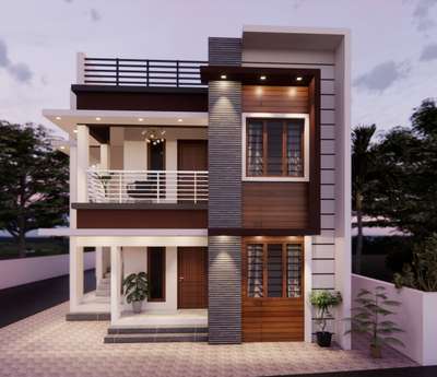 3D Exterior Elevation  #KeralaStyleHouse  #ContemporaryHouse  #homedesignideas  #nightview  #budgethouses  #architecturedesigns