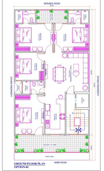 Sketch plan of 30'X60'
4bhk