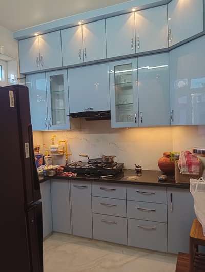 #ModularKitchen #greenboard #hdhmrkitchen #acralicletter  #Acrylicfurniture #LShapeKitchen Call me to see complete work