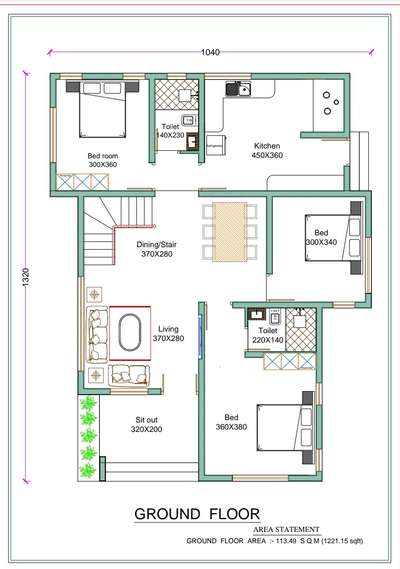 3bed ground floor plan