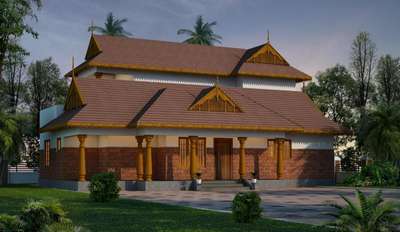 3D Elevation  of  villa at Nattika