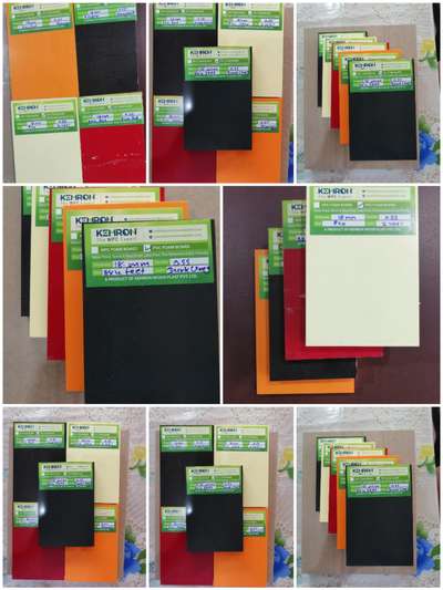 Kemron color PVC foam board (0.55 density). Colours available are Dark Grey, Cherry Brown, Ivory, Rich Red, and Orange.