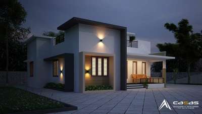 3d night view of a residence