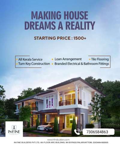 Making House dreams a reality.
.
.
. #infinebuilders
 #besthomebuildersinkochi  #BestBuildersInKerala #trustbuilders&designer