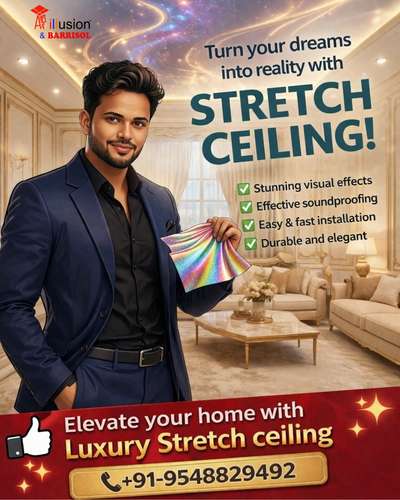 Look up. Now look UP again. 
Because average ceilings are so last decade. 
Stretch | Print | Glow | Wow — all under one roof (literally). 
#CeilingThatSlaps #StretchCeilingIndia #RGBVibes #InteriorDesignIndia #viral #instagrowth