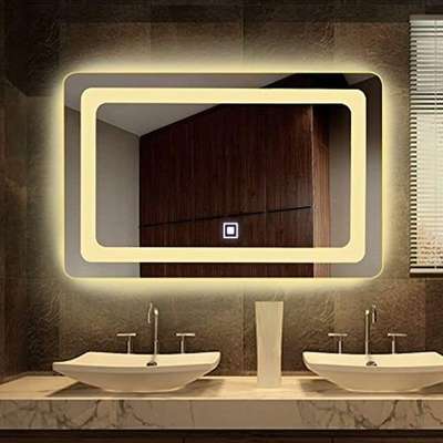 Greek Key Motif LED Rectangular Bathroom Mirror