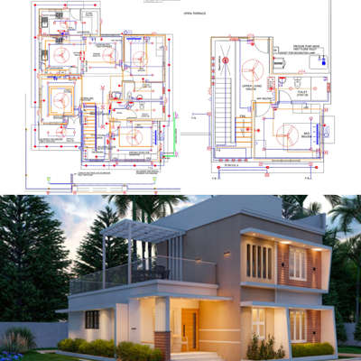 ✨ Chalakkudy Client Project – Electrical & Plumbing Detailed Drawings ✨

ഒരു വീടോ കെട്ടിടമോ നിർമ്മിക്കുമ്പോൾ “ഡ്രോയിംഗ് ഇല്ലാതെ നേരിട്ട് ജോലി തുടങ്ങുന്നത്” ഭാവിയിൽ വലിയ പ്രശ്നങ്ങൾക്ക് കാരണമാകാറുണ്ട്. അതുകൊണ്ടാണ് ഞങ്ങൾ Electrical & Plumbing Detailed Drawings പ്രാധാന്യത്തോടെ തയ്യാറാക്കുന്നത്.

💡 ഇതിന്റെ പ്രധാന ഗുണങ്ങൾ:

1️⃣ കെട്ടിടത്തിന്റെ മുഴുവൻ വൈദ്യുതി & പ്ലംബിംഗ് സംവിധാനം വ്യക്തമായി അറിയാം – വയറുകളും പൈപ്പുകളും എവിടെയാണ് എന്ന് drawing-ൽ വ്യക്തമാകുന്നതിനാൽ future-ൽ ആശയക്കുഴപ്പം ഒന്നും ഉണ്ടാകില്ല.

2️⃣ Maintenance വളരെ എളുപ്പമാകും – repair ചെയ്യേണ്ട സാഹചര്യം വന്നാൽ, exact point drawings-ൽ കിട്ടുന്നതിനാൽ unnecessary breaking & extra ചെലവ് ഒഴിവാകും.

3️⃣ Construction സമയത്ത് തന്നെ വലിയൊരു ചെലവ് ലാഭിക്കാം – double work, പിഴവുകൾ, തെറ്റായ fitting എന്നിവ ഒഴിവാകുന്നതിനാൽ future-ൽ വീണ്ടും ചെലവഴിക്കാൻ ആവശ്യമില്ല.

4️⃣ Electrician – Plumber – Client misunderstandings ഇല്ല – എല്ലാം plan അനുസരിച്ച് നടക്കുന്നതിനാൽ smooth coordination.

5️⃣ Safety & Efficiency – overload, leakage, wrong connection