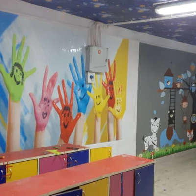 customised wallpaper pasted in play school in Kolkata
