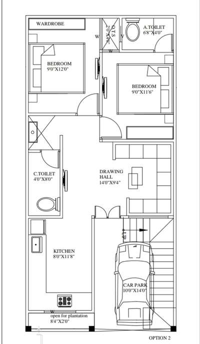 #dream homes #2bhk  # carpark #19x 40  #3000rs  #plan