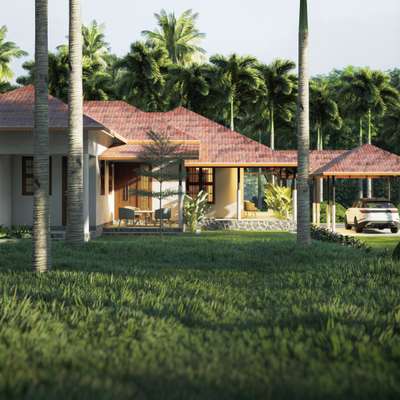 Pottenkulam Bungalow
Client - Mr. Varkey George Pottenkulam
Site location - Anakkal, Kanjirappally
Site area - 6 Acre
Built up area - 4,195 Sqft
Structural design - Felix Varkeykunju

A haven of tranquillity, this tropical residence seamlessly blends indoor and outdoor spaces, inviting the beauty of nature into the interior of the house. This home is a true tropical gem, and it showcases vibrant colours, natural materials, and an effortless blend of relaxation and adventure. Moreover, this home is a perfect balance of comfort, style, and connection to nature.
#HouseDesigns #house_planning #LandscapeDesign #InteriorDesign #projectmanagement